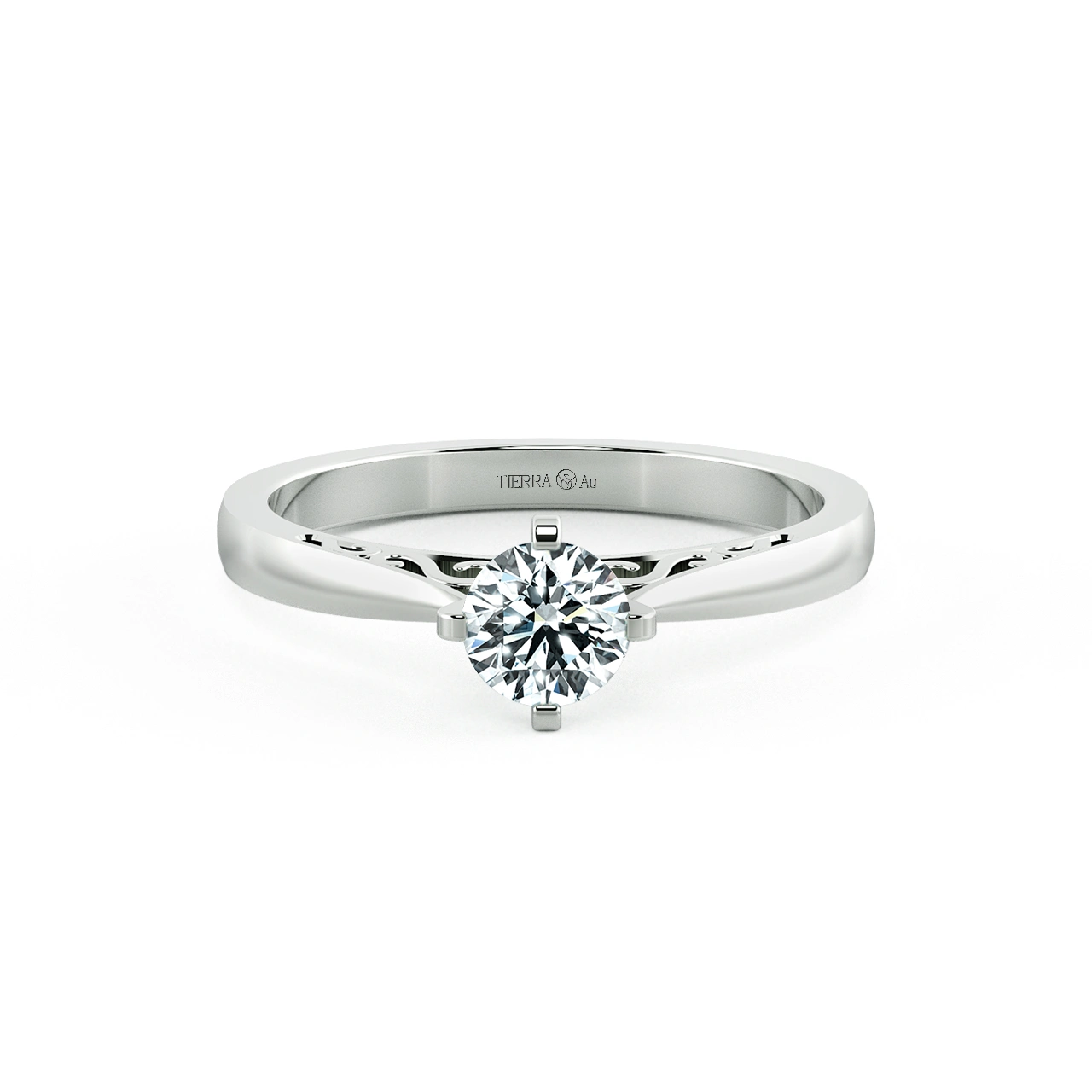 Cathedral Engagement Ring with Pattern Band NCH1508